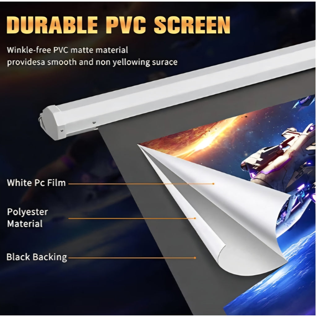 DINAH 84 Inch Electric Projector Screen with Remote, Automatic Air Indoor Drop Down
