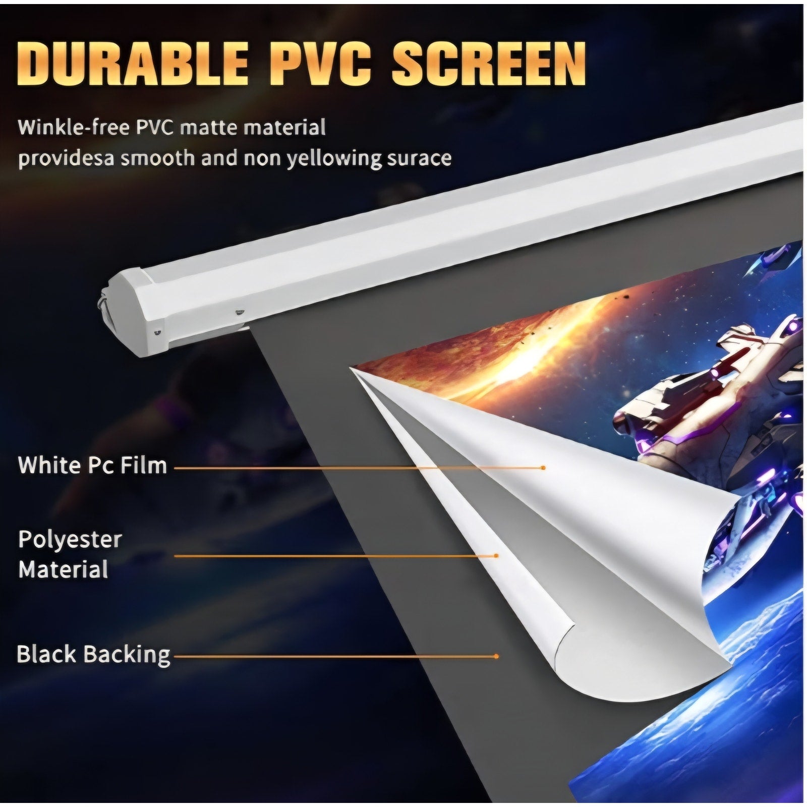 DINAH 84 Inch Electric Projector Screen with Remote, Automatic Air Indoor Drop Down