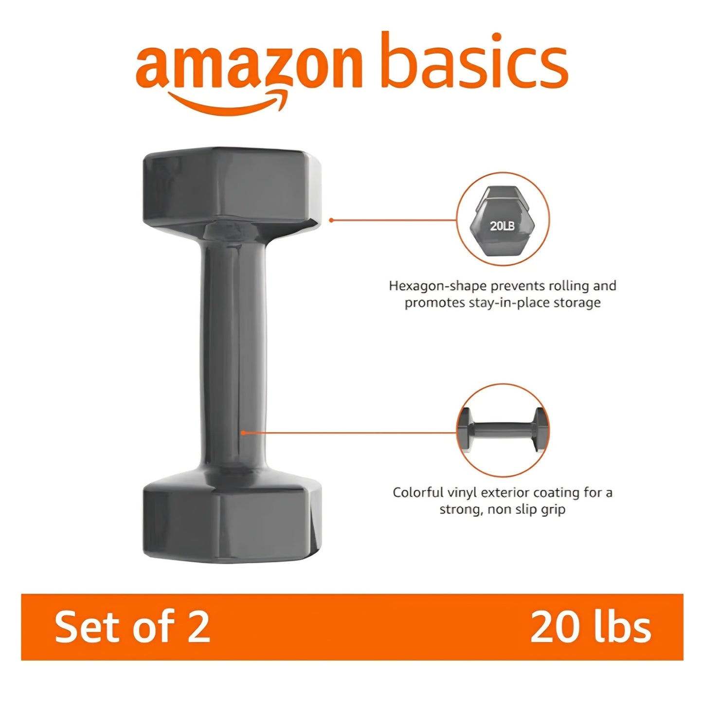 Vinyl Coated Dumbbell Hand Weights 20 lb