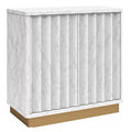 CosmoLiving by Cosmopolitan Rene Scalloped Accent Cabinet, White Faux Marble and Golden Bronze