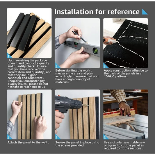 Art3d 4-Piece Wood Slat Acoustic Panels for Stylish Decor and Noise Reduction, 3D Textured Panel