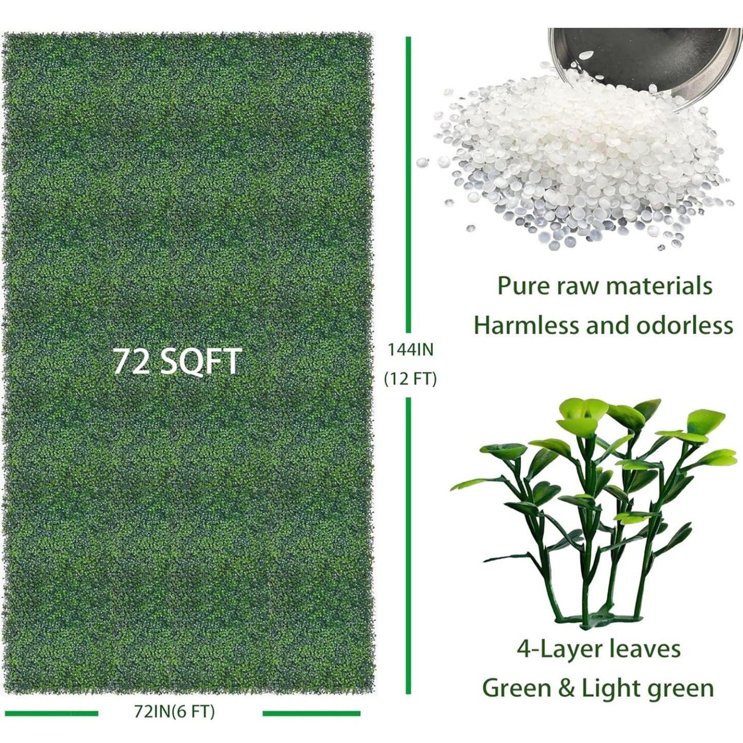 Artificial Ivy Privacy Fence Screen: 72"x 144" (72 SQFT) 4-Layer Leaf UV