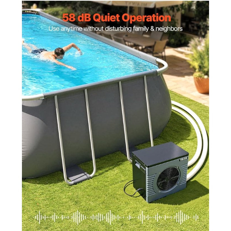VEVOR 14710 BTU Heat Pump for Above Ground Pool Electric Pool Heater with Heati & Cooling Dual Mode