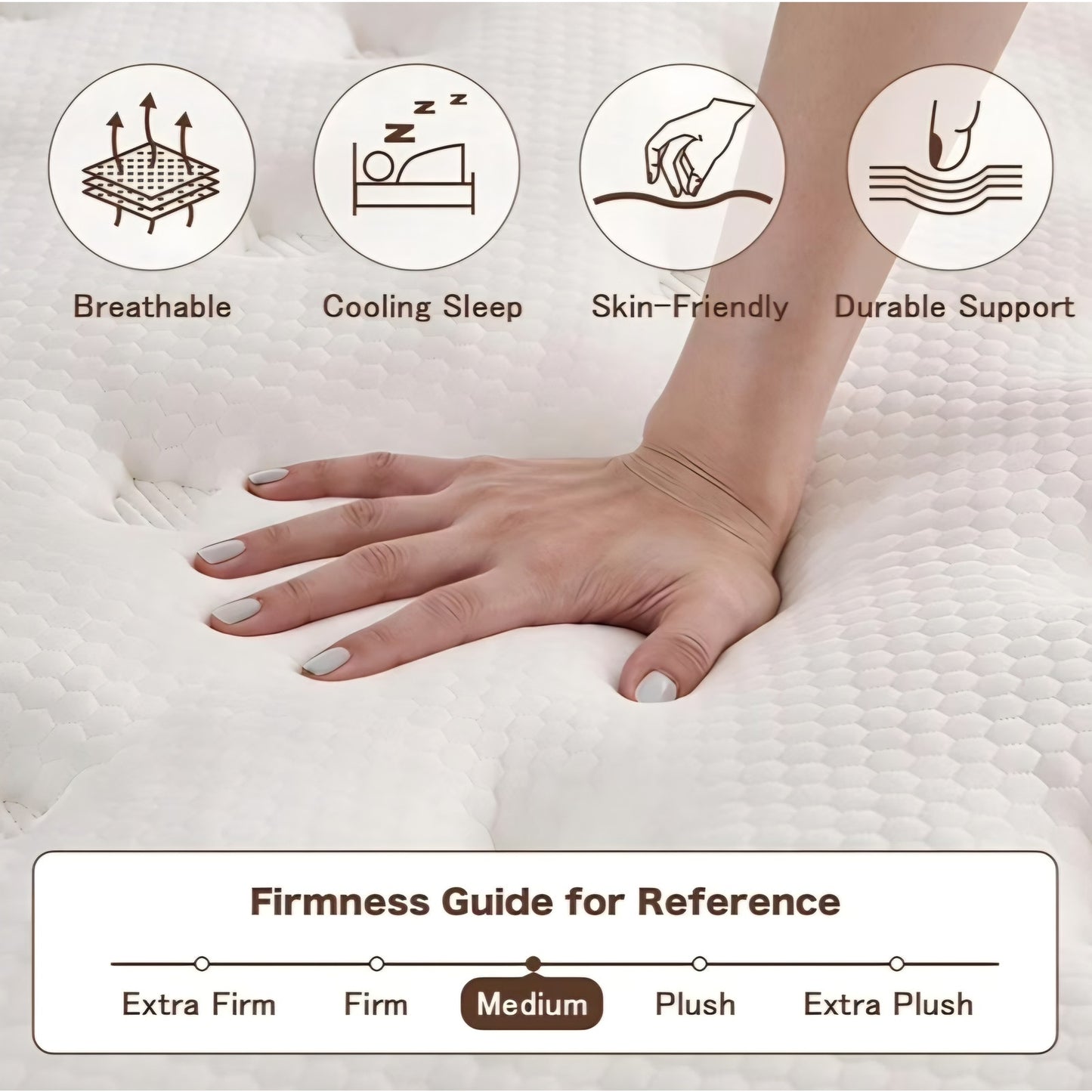 Vantto King Size Mattress, 14 Inch Hybrid Memory Foam Mattress in a Box, Pressure Relief, CertiPUR-