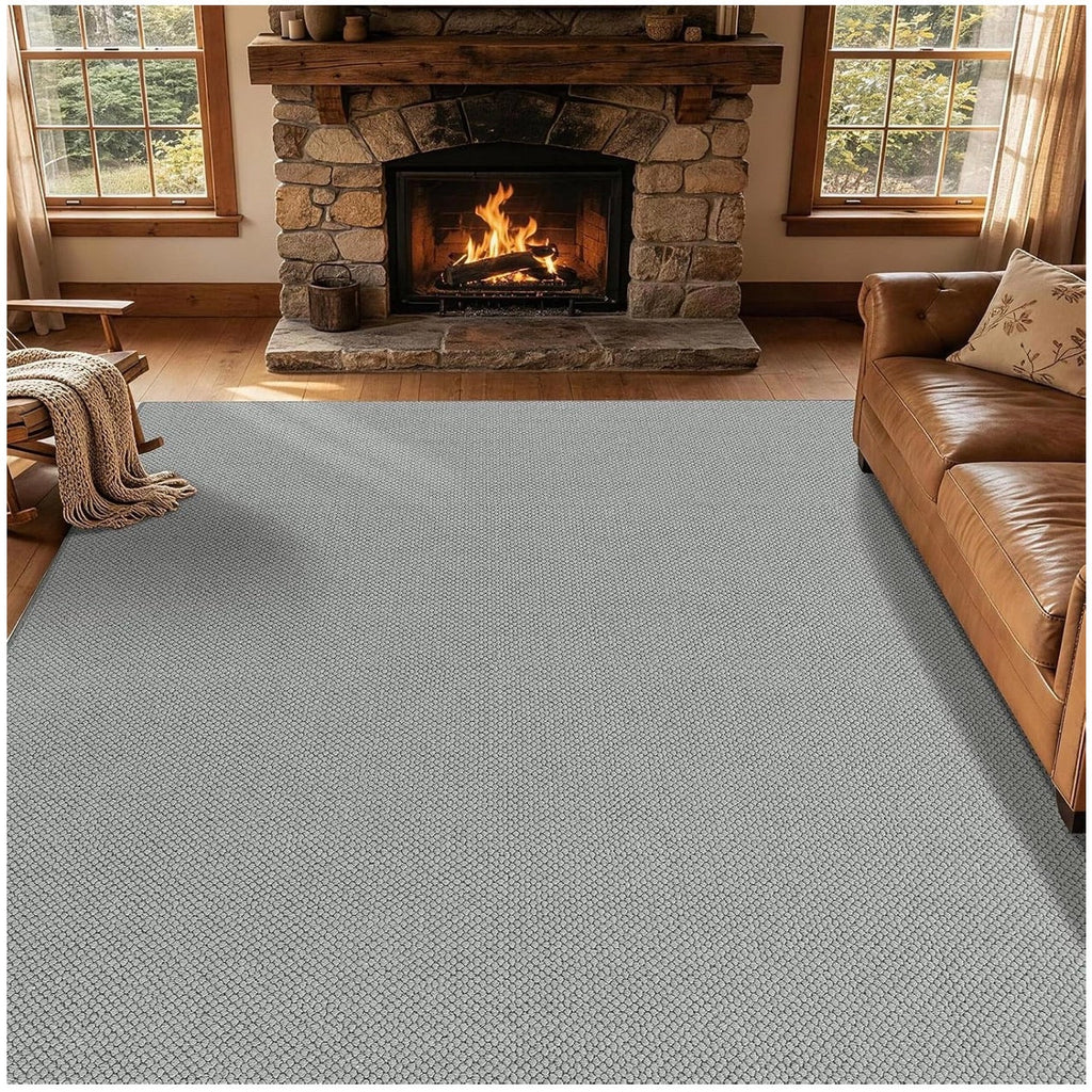 Handwoven Wool Rug,8x10 Area Rug for Living Room(8'x10',Grey)