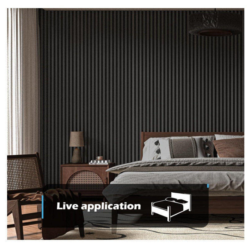 Art3d 3D Fluted Soundproof Wood Textured Slat Wall Panel, 4-Pack, Blackwood 108 x 12 Inch