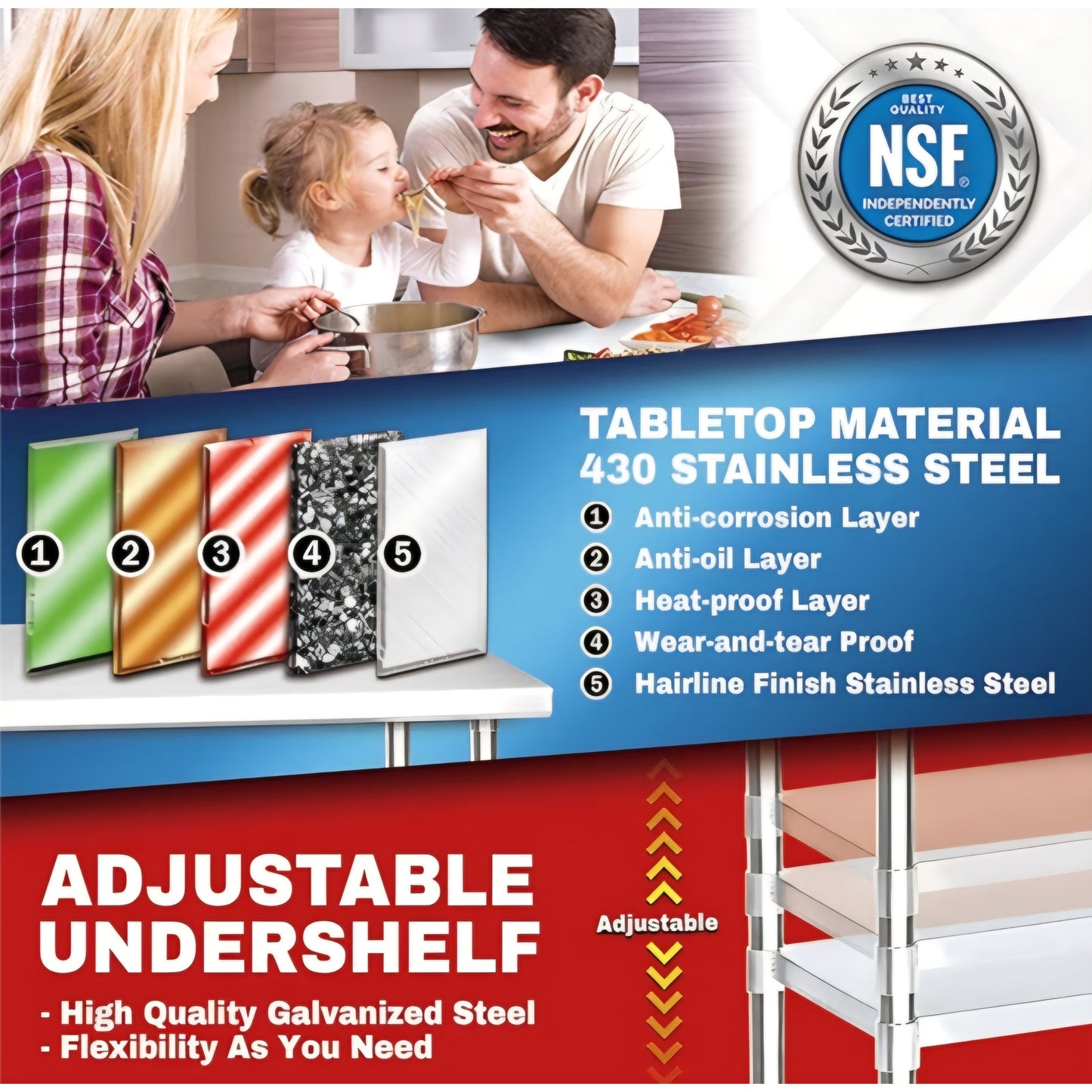 DuraSteel 30x72 Stainless Steel Prep Table - NSF Commercial Kitchen Metal Worktable