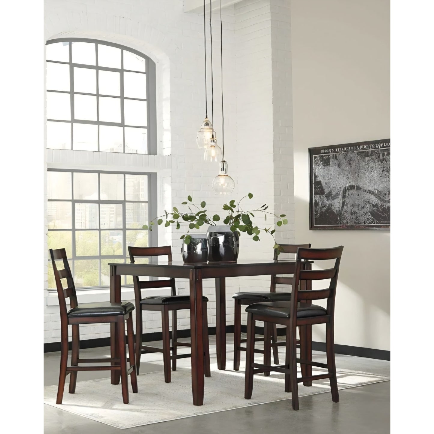 Signature Design by Ashley Coviar 5 Piece Counter Height Dining Set, Includes Table & 4 Barstools,