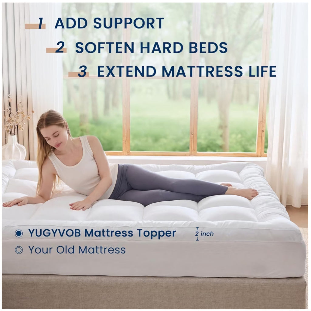Queen Mattress Topper Extra Thick, Cooling Plush Mattress Pad 8-21" Deep Pocket