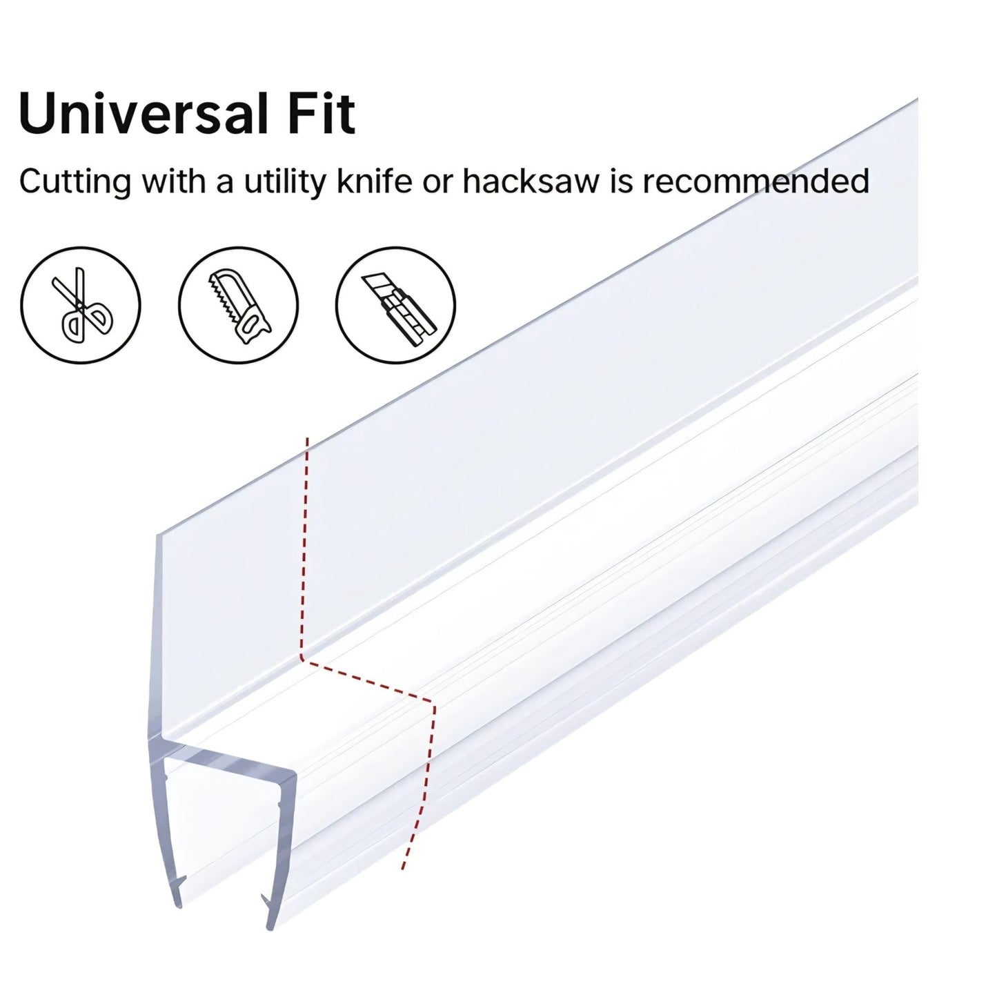 AmazerBath Shower Door Side Seal Strip (Set of 2), Frameless Glass Shower Door Seal Strip - Suit