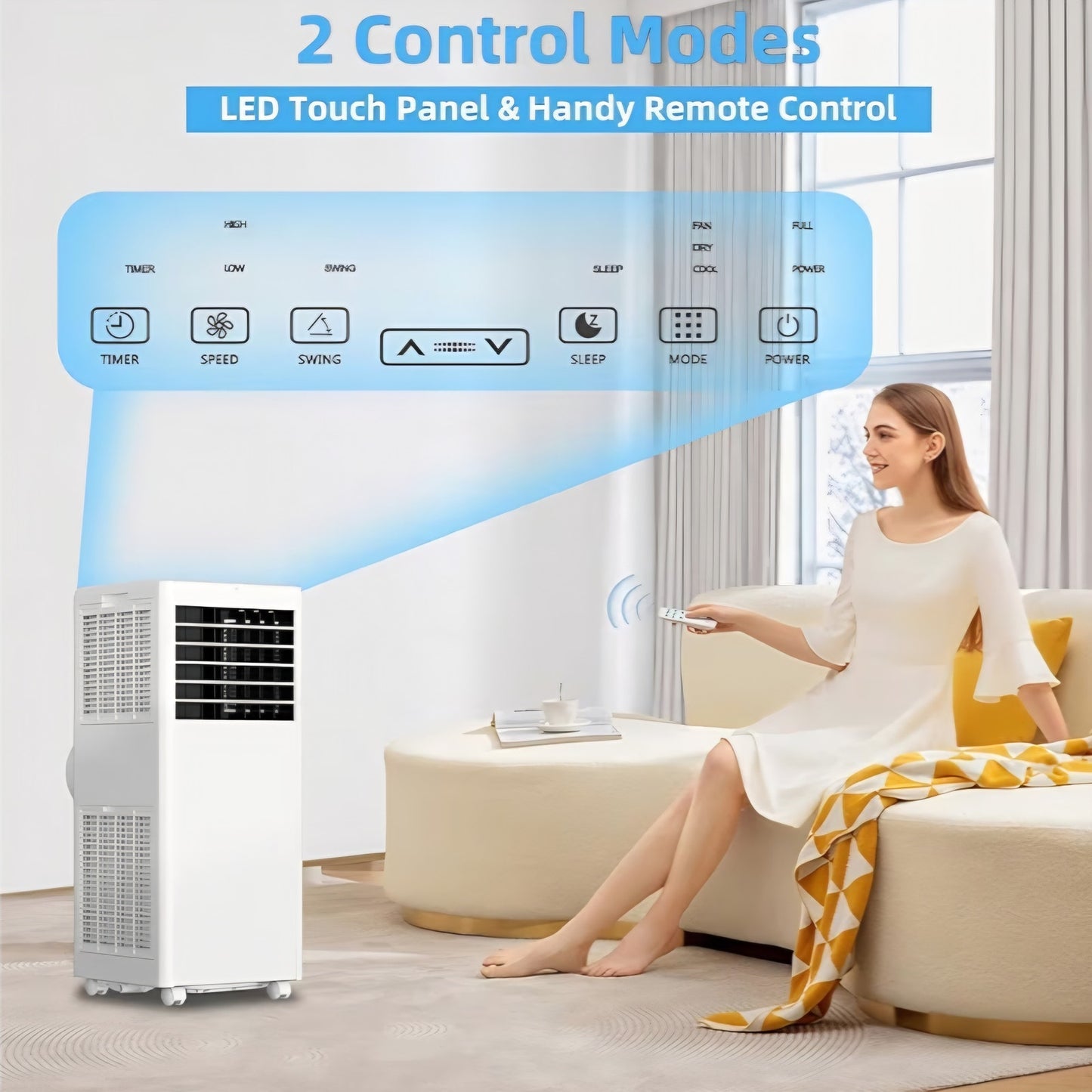 8000 BTU Portable Air Conditioner, Quiet AC Unit for Bedroom w/Remote Control & 24H Timer