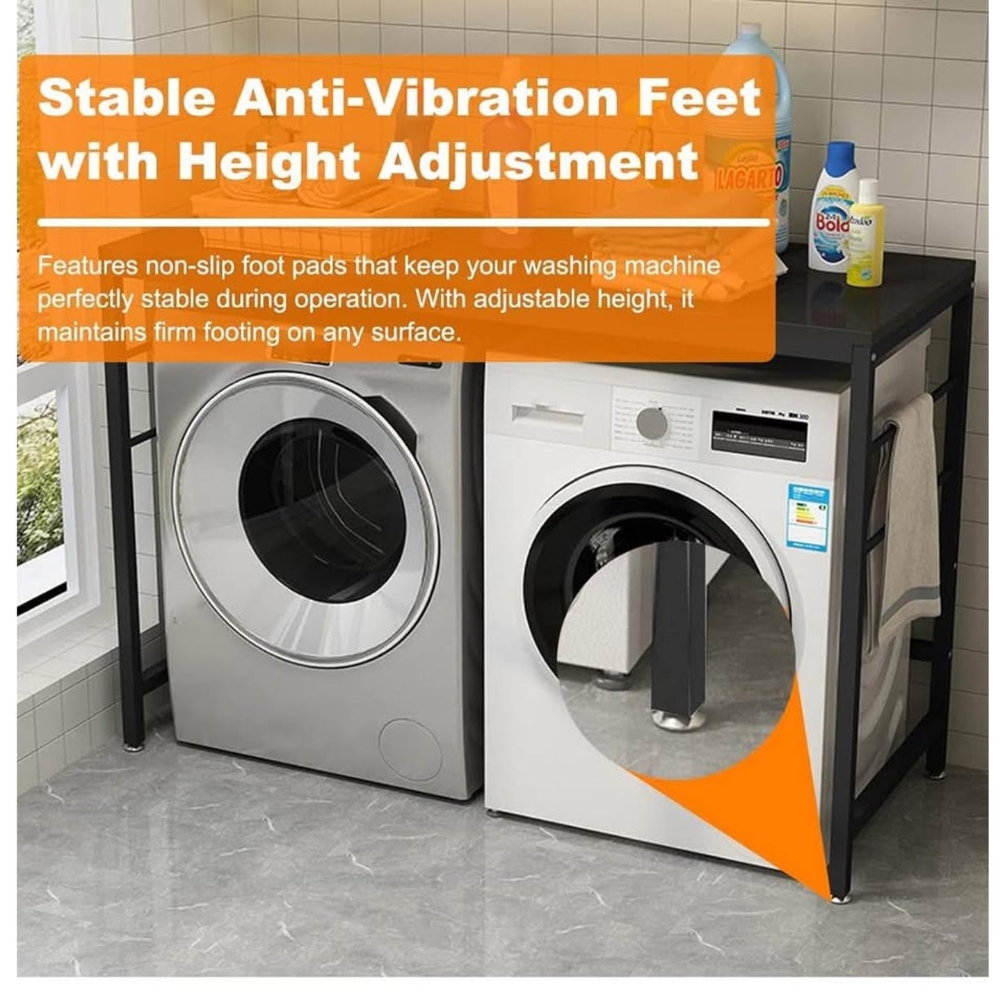 Washer Dryer Countertop with Side Bars, 57.1" W x 27.5" D Laundry Countertop Over Washer and Dryer S