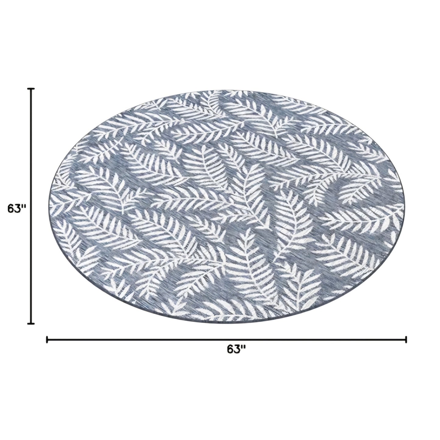 JONATHAN Y Palm Frond Indoor Outdoor Round Area Rug 5 Ft Navy/Ivory,