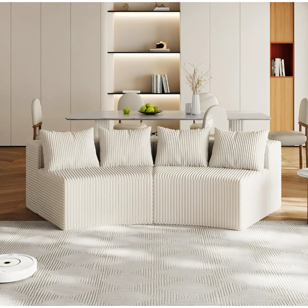 Corduroy Curved Sectional Sofa, 2 Seater Symmetrical Modular Semi Circular Couch