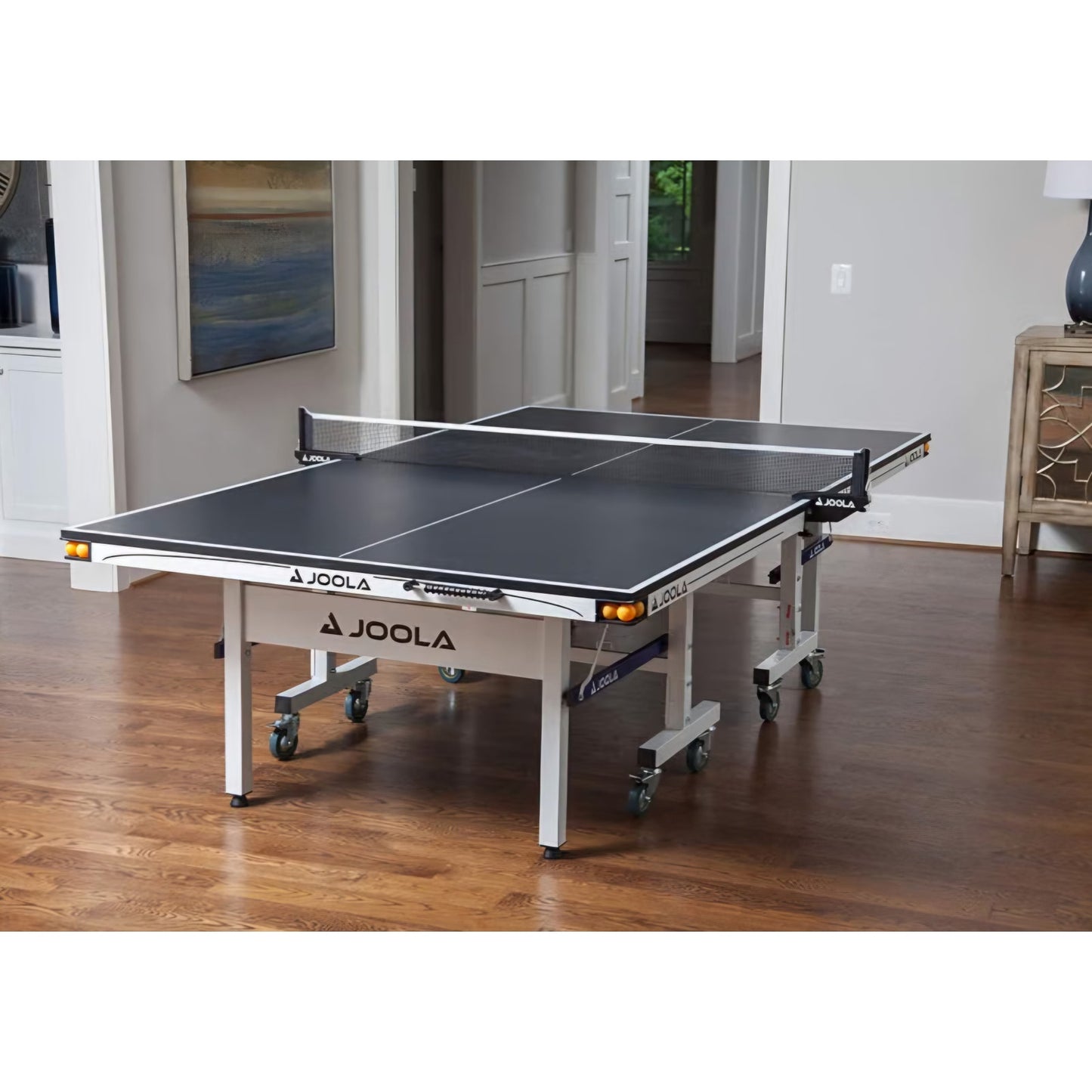 JOOLA Rally TL Professional MDF Indoor Ping Pong Table w/Quick Clamp Table Tennis Net & Post Set