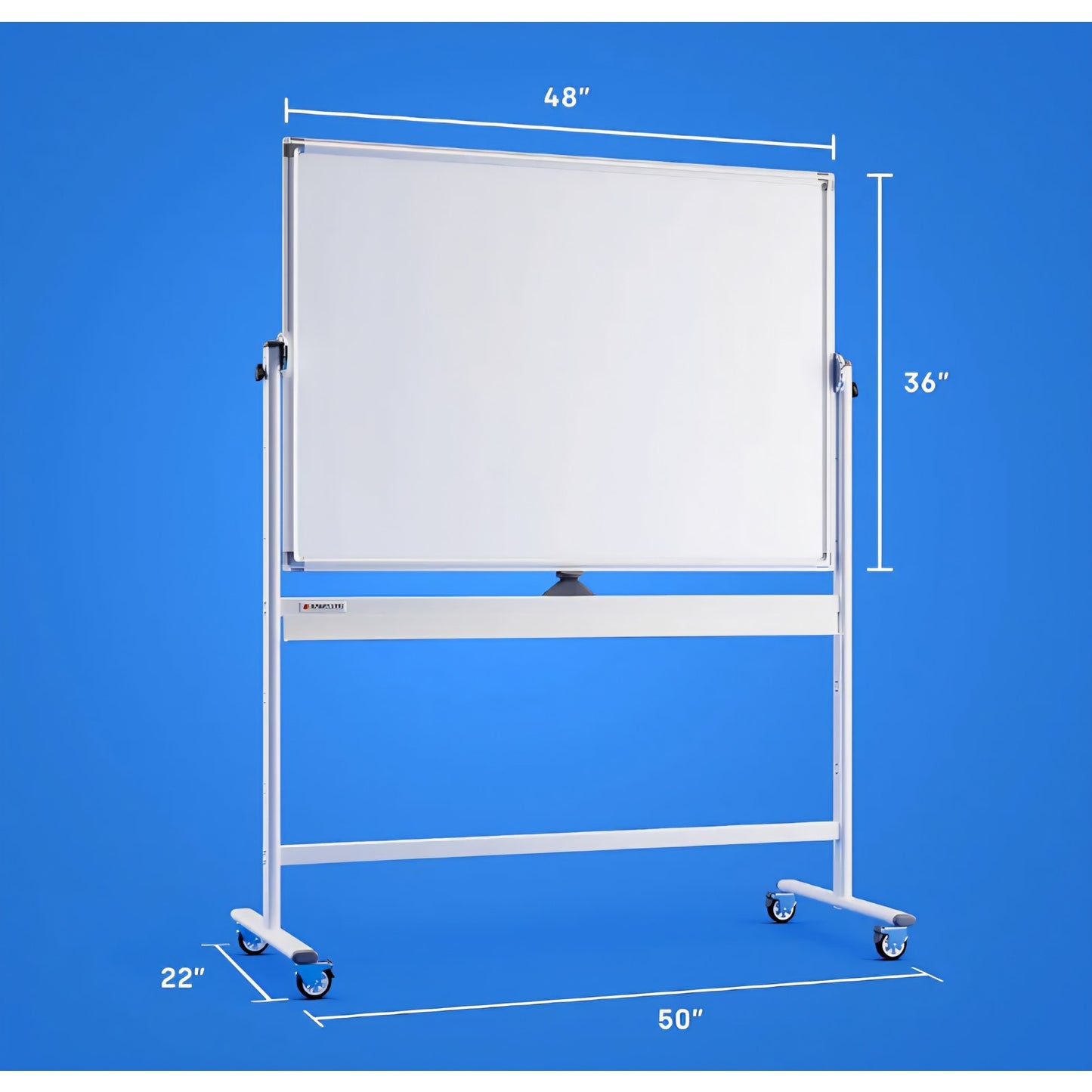 Rolling Dry Erase Board 48 x 36 - Large Portable Magnetic Whiteboard with Stand - Double Sided Ease