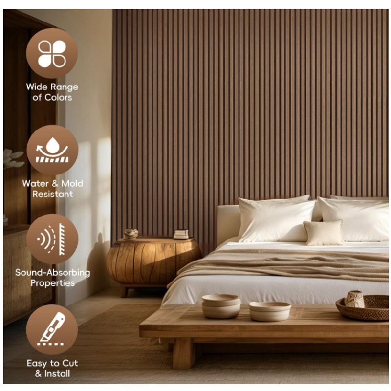 RITOLLO Wood Panels for Wall, Acoustic Wall Panels 92.5 x 11 in, 4 Pack