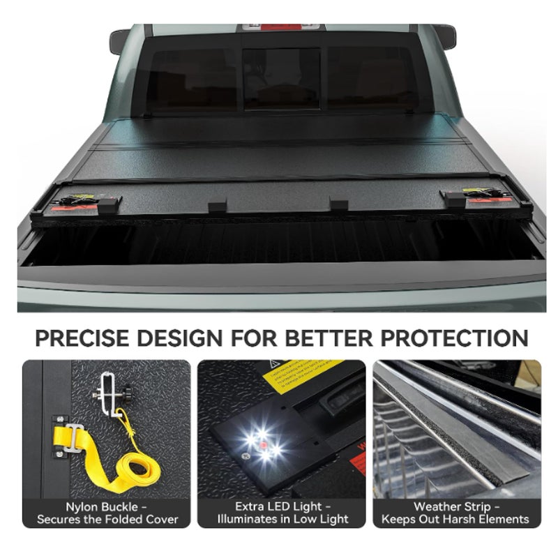 AUTOSAVER88 Hard Quad-Fold Tonneau Cover for 2009-2026 Dodge Ram 1500 5.7ft