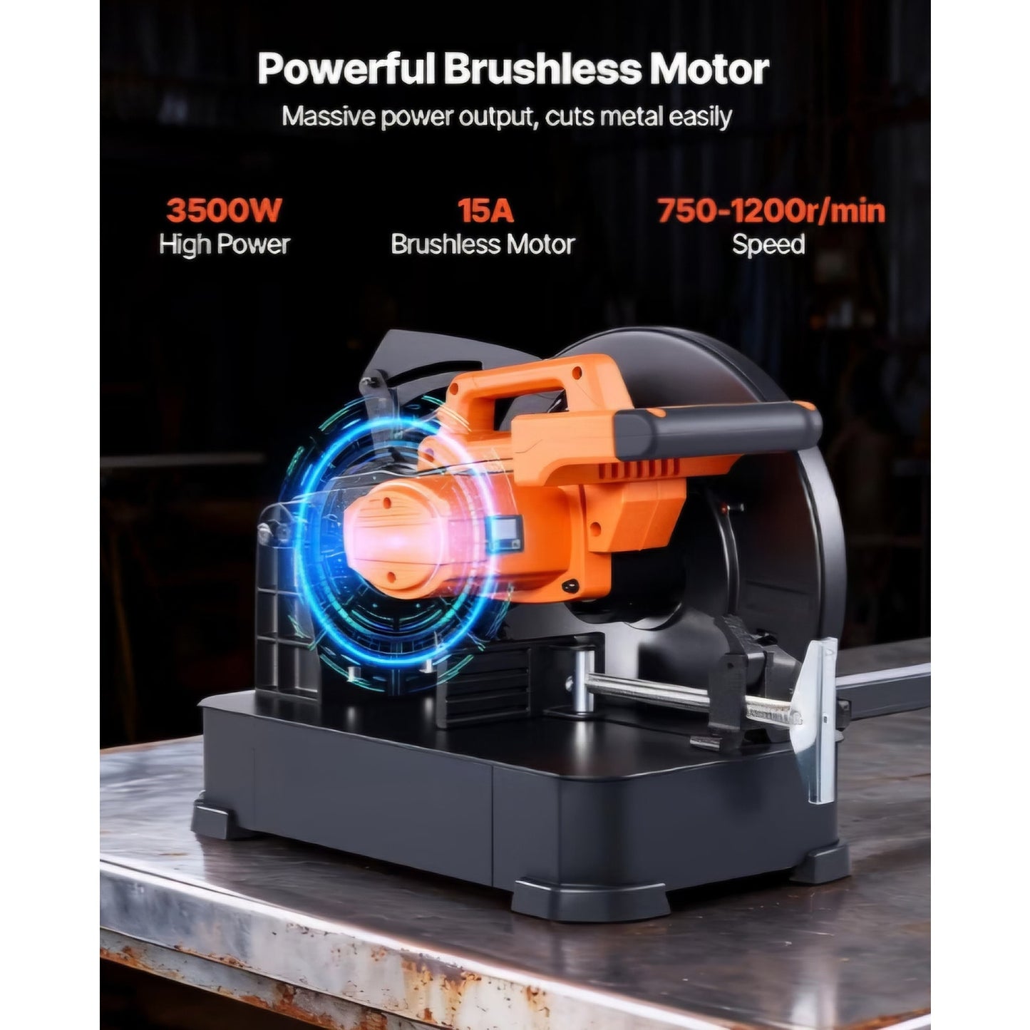 VEVOR Chop Saw, 14-inch Stainless Steel Cold Cut Blade, 3500 W Powerful Brushless Motor, 750-1200