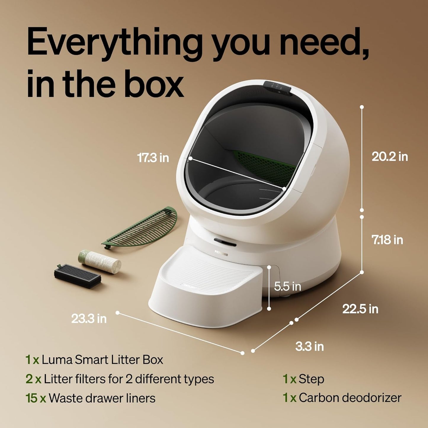 PETLIBRO Luma Automatic Cat Litter Box AI-Camera Waste Analysis, Smart App Usage Tracking, White