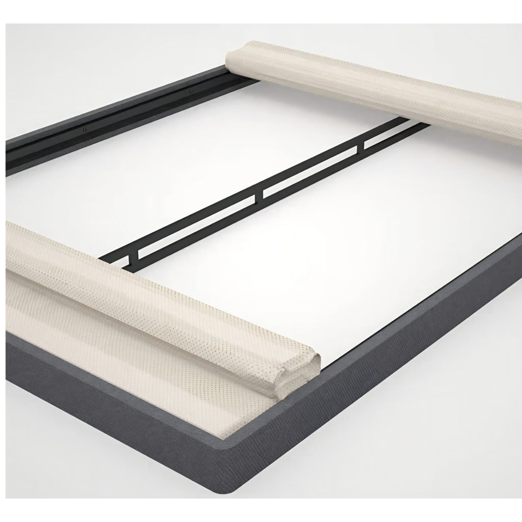 Queen Zinus Upholstered Metal and Wood Box Spring, 4 Inch Mattress Foundation, Easy Assembly