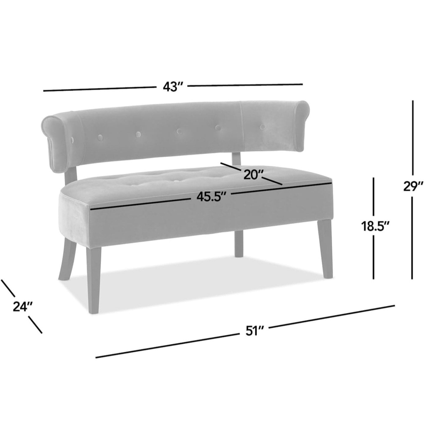 Jennifer Taylor Home Jared Roll Arm Tufted Bench Settee with Back, Fawn Brown Performance Velvet