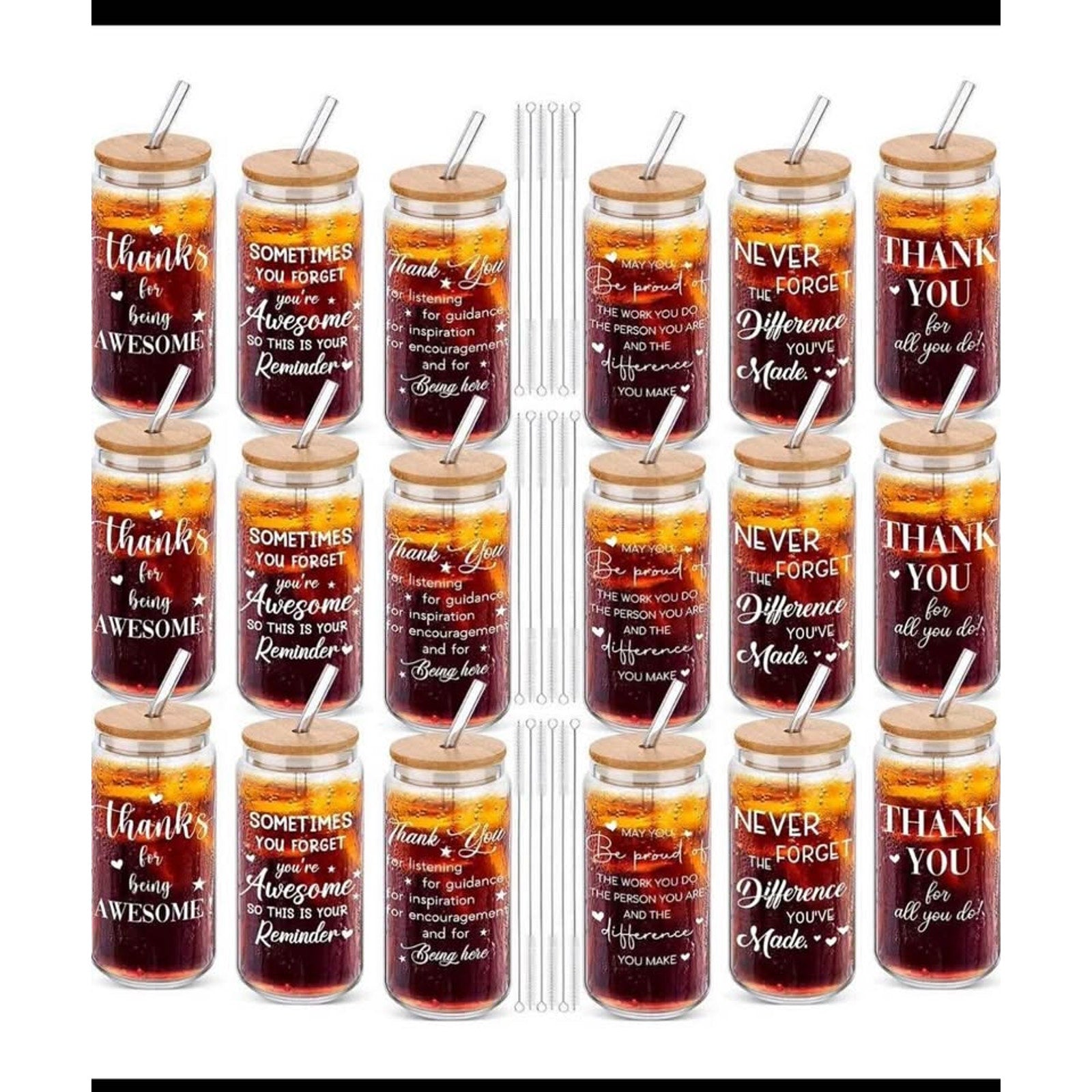 $30 obo Yungyan 18 Pcs Thank You Gifts Bulk 16 oz Glass Cups Inspirational Appreciation Glass with L