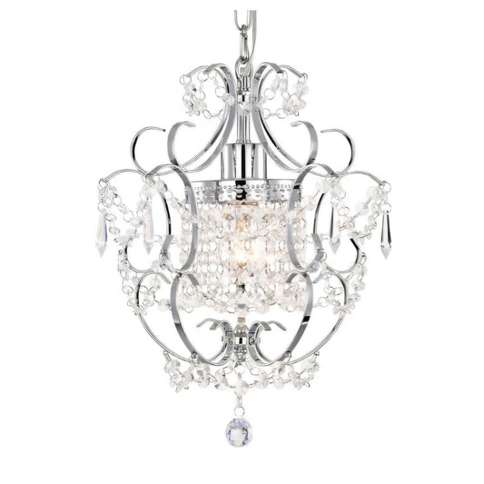Small Chandelier for Bedroom, 90% Pre-Assembled Chrome Chandelier, Mini Acrylic Crystal Chandelier