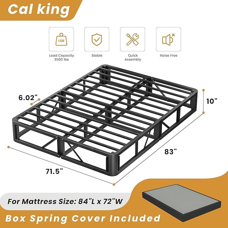 MAF Cal King Size King Box Spring, 10 Inch High Profile, 3500 lbs Black Heavy Duty Metal Mattress.