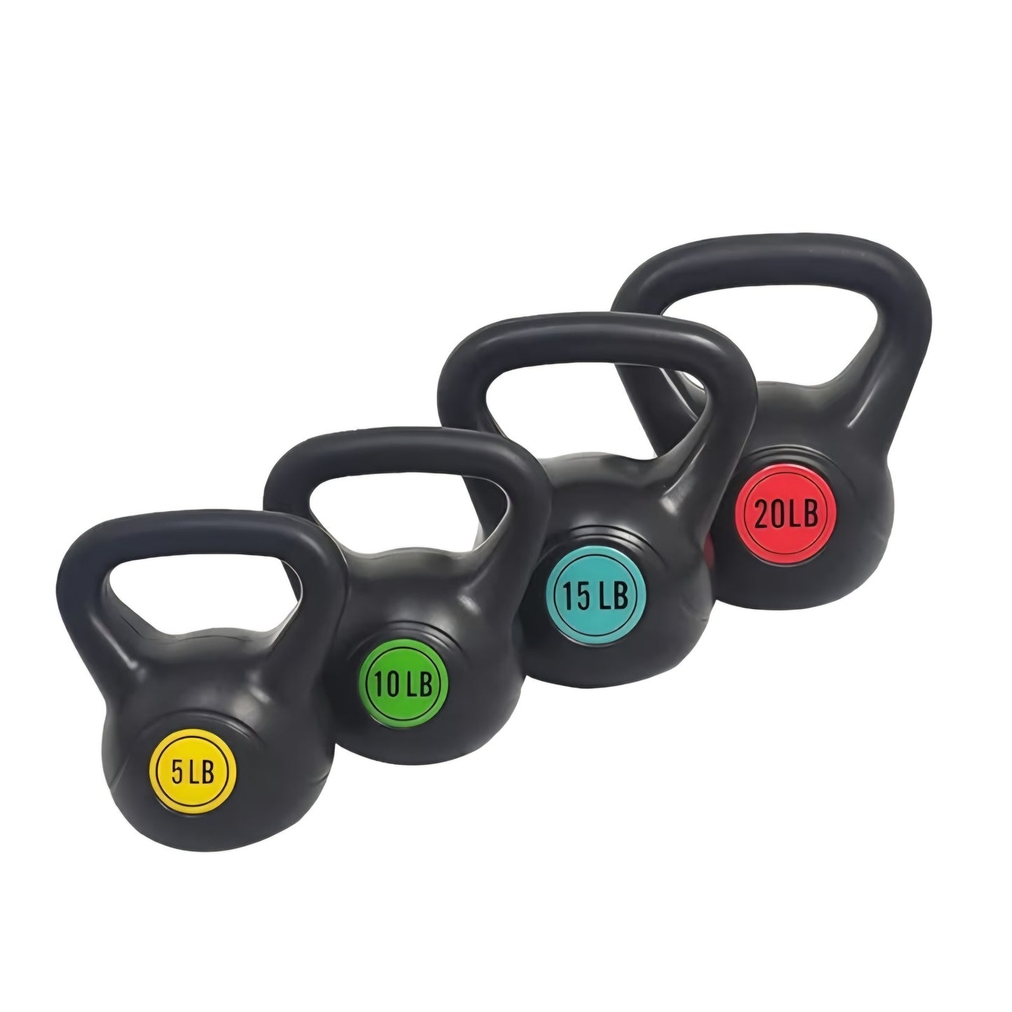 Wide Grip Kettlebell Exercise Fitness Weight Set, 4-Pieces: 5lb, 10lb, 15lb, 20lb