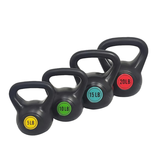 Wide Grip Kettlebell Exercise Fitness Weight Set, 4-Pieces: 5lb, 10lb, 15lb, 20lb