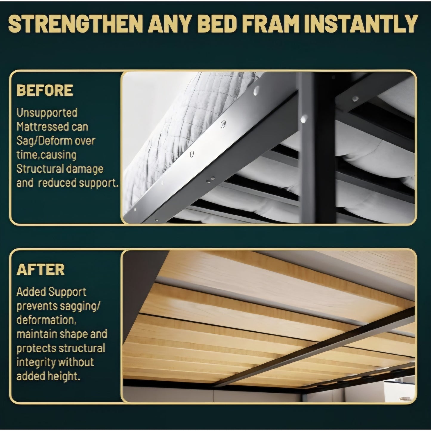 Queen Size Bunkie Board – Heavy Duty Horizontal Bed Slats & Wooden Support Board
