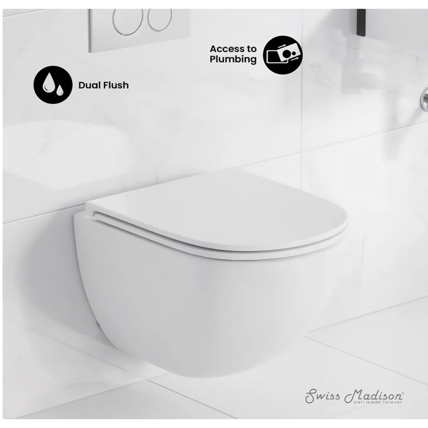 Swiss Madison St. Tropez Wall-Hung Toilet Bowl Only in Matte White