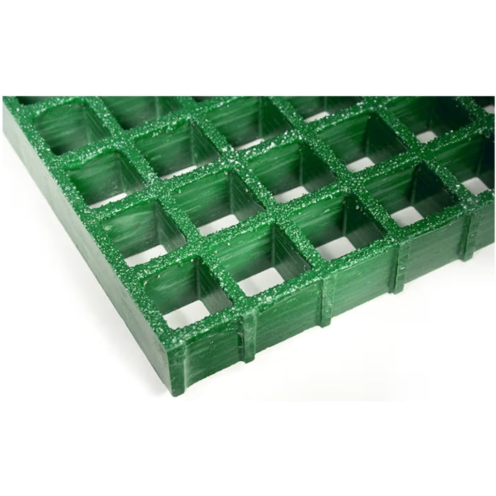 Fibergrate Corvex grating, Green, Grit-Top, 1-1/2 thick, 4' wide, 8' long, 1-1/2 x 1-1/2 Openings