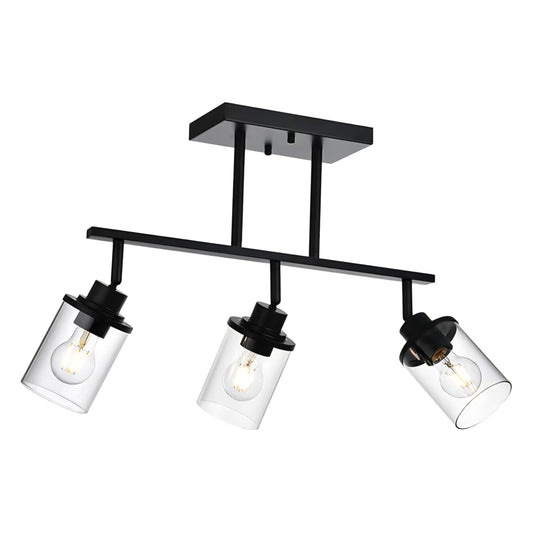 3-Light Kitchen Track Light Fixtures Ceiling Vanity Lights Black, Bathroom Track Lighting Kit