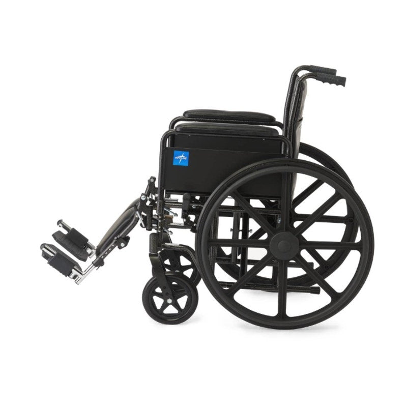 Medline K1 Basic Vinyl Wheelchair with Full-Length Arms and Elevating Leg Rests