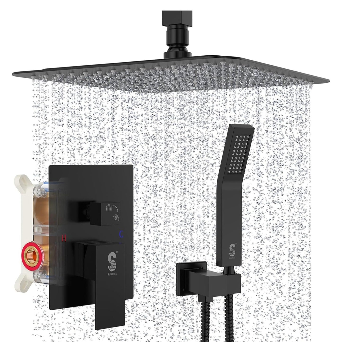 SR SUN RISE 10 Inch Ceiling Mounted Shower System Rain Mixer Shower Combo Set Rainfall Shower Head