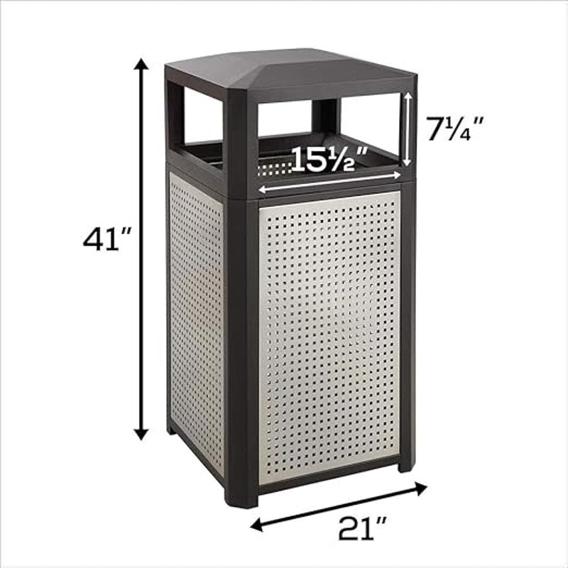 Safco Evos Steel Trash Can,38 Gallons,Indoor and Outdoor Use,Commercial Garbage CanwithPlasticLiner