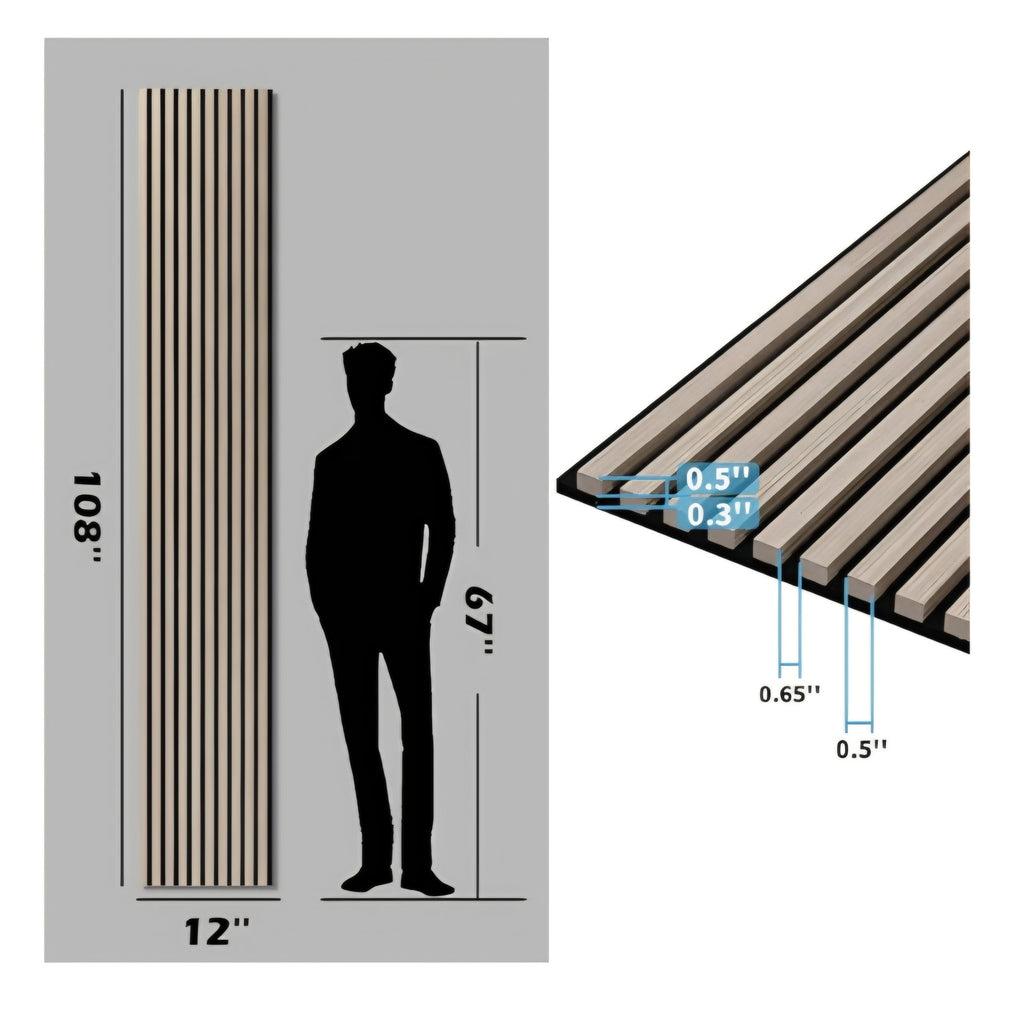 Art3d 2-Pack 108" x 12" Acoustic Wood Panels for Wall Oak