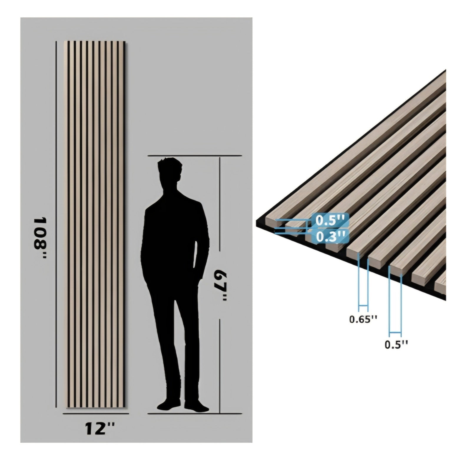 Art3d 2-Pack 108" x 12" Acoustic Wood Panels for Wall Oak