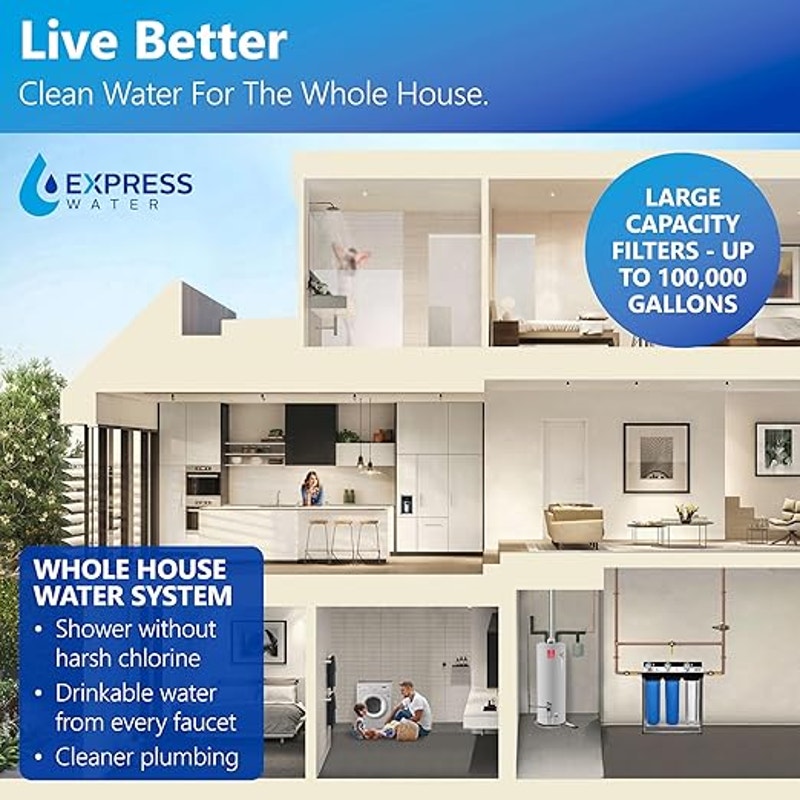 Express Water Whole House Water Filter System, HEAVY METAL, 3 Stg, Targets Lead, Arsenic, Chromium