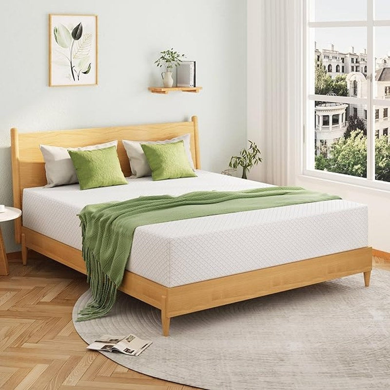 EGOHOME Queen Mattress  in A Box, 12 In, Medium Firm, Cooling Green Tea Gel, 80''L x 60''W, White