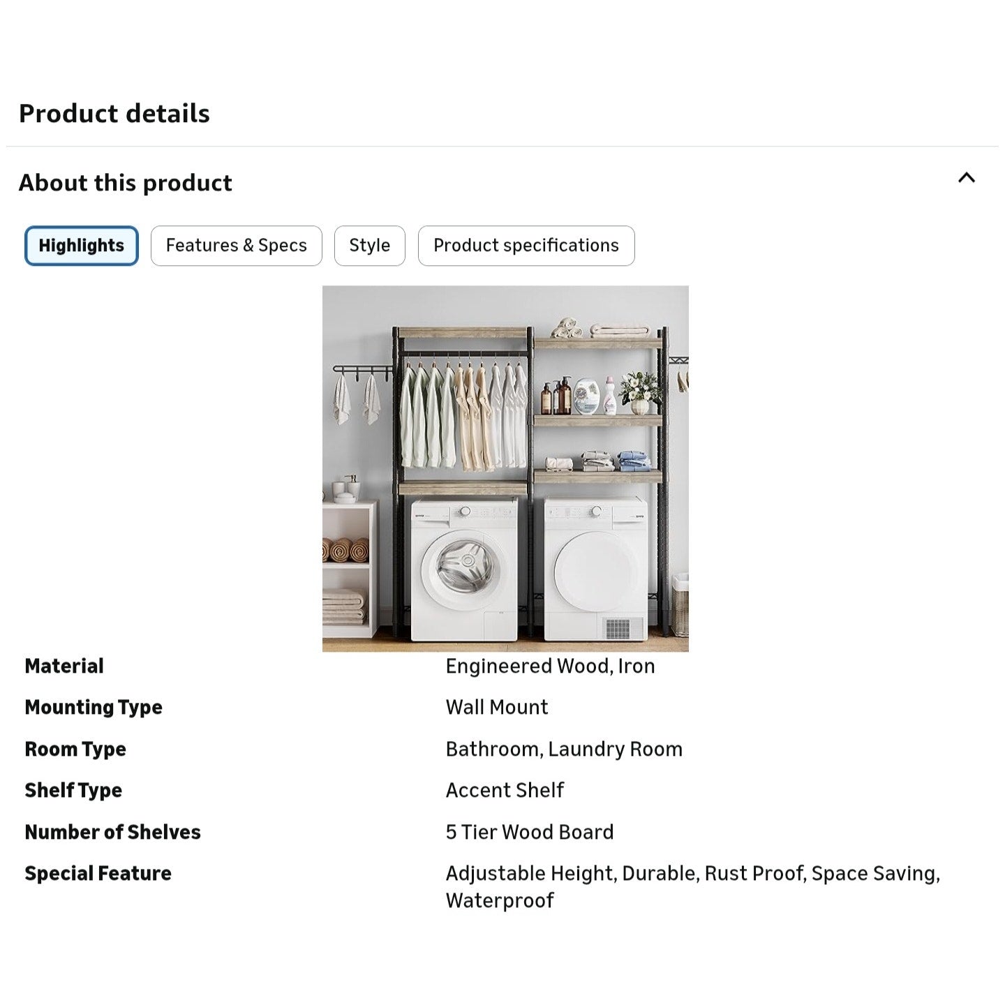 Laundry Room Organization and Storage,5 Tier Wood
