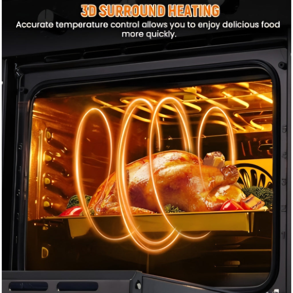 24Inch Built-in Electric Single Wall Oven2.5 Cu.ft Stainless Steel Convection Oven with 8 Functions