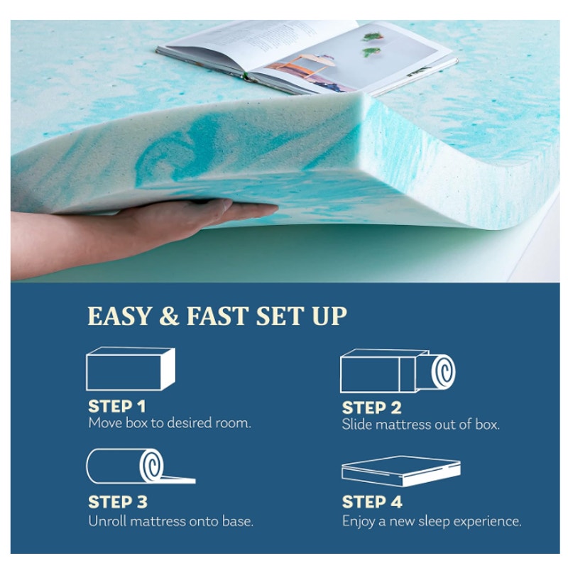 EGO 3 Inch Queen Mattress Topper Gel Memory Foam for Pressure Relief Cooling Gel Infused