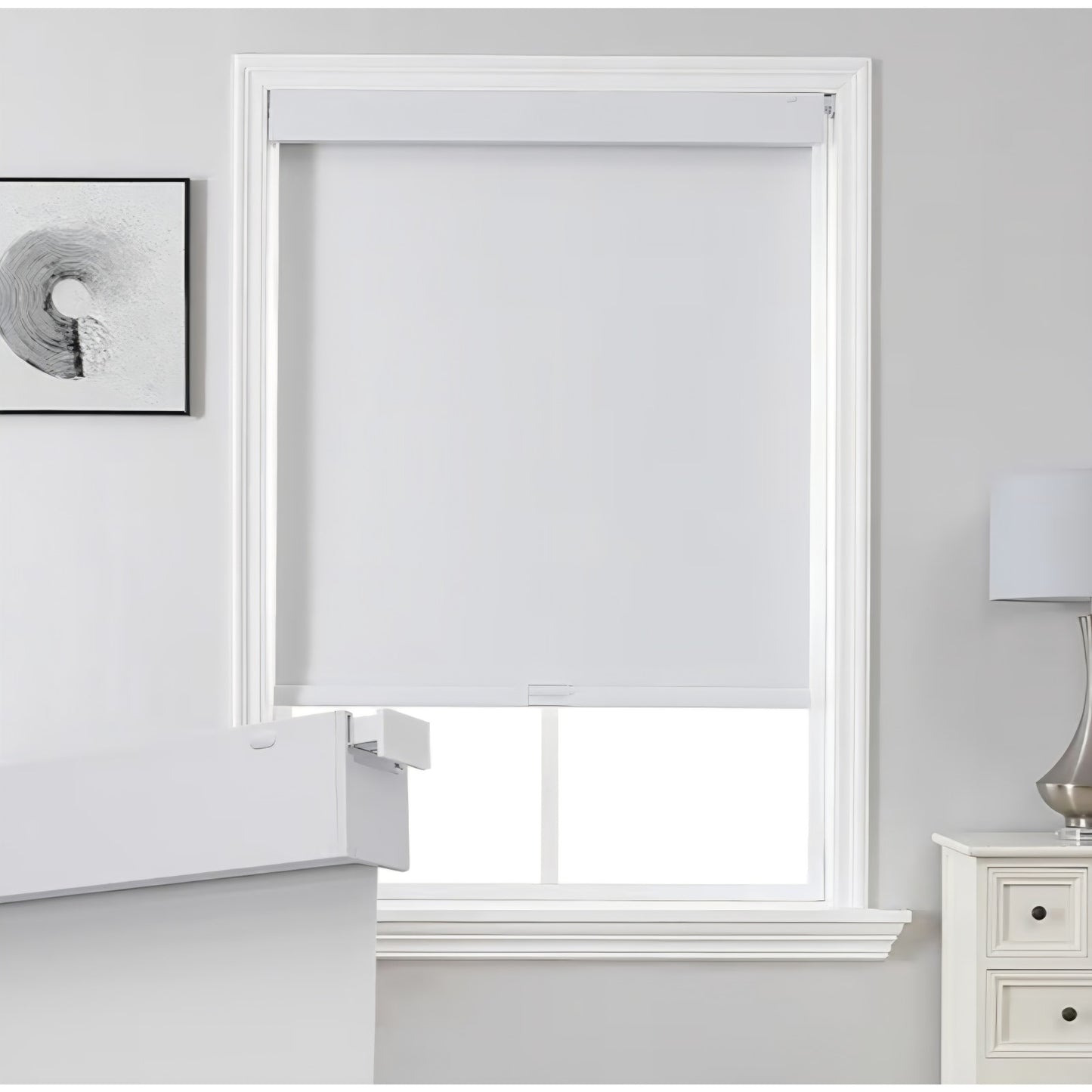 Joydeco No Drill Blackout Shades, Free-Stop Cordless Roller Shades, White 70" W x 75" H)