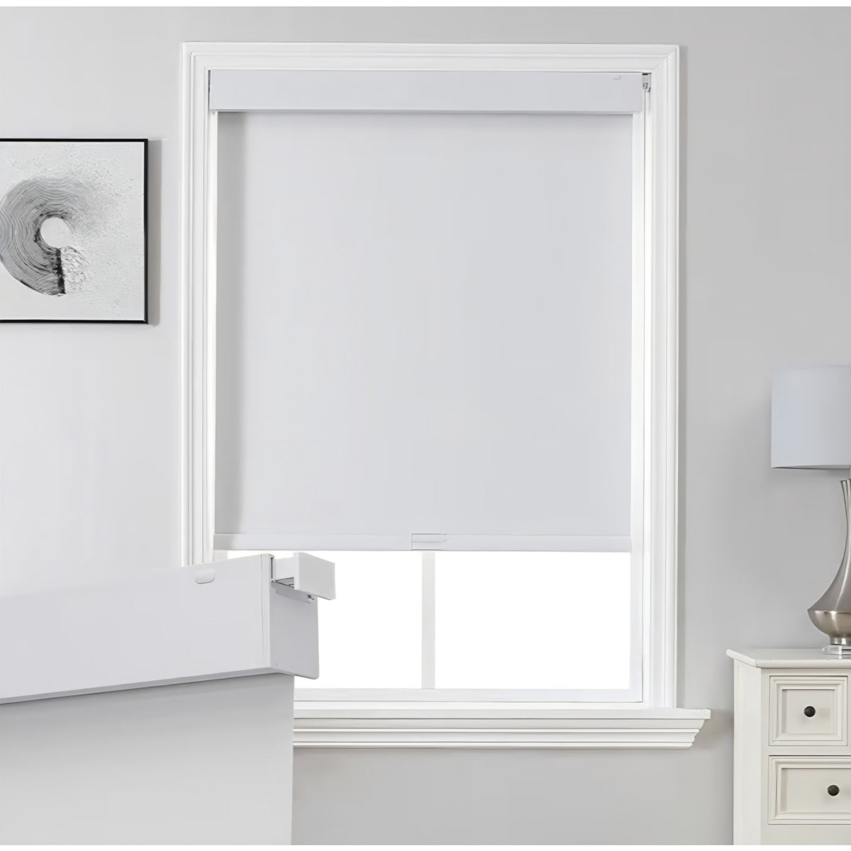 Joydeco No Drill Blackout Shades, Free-Stop Cordless Roller Shades, White 70" W x 75" H)