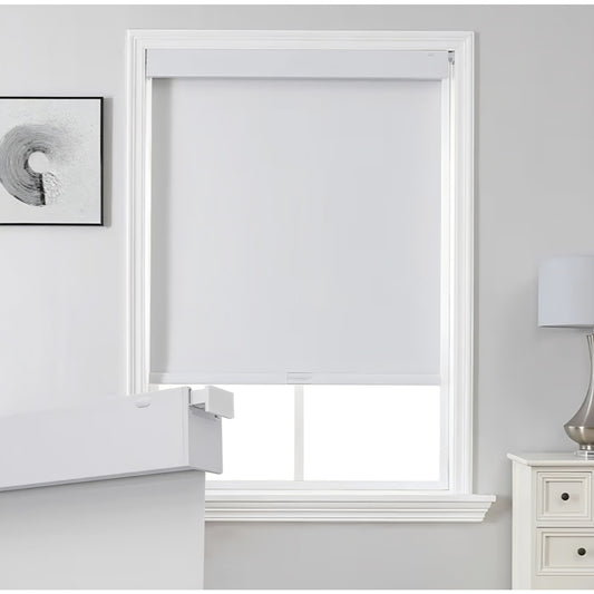 Joydeco No Drill Blackout Shades, Free-Stop Cordless Roller Shades, White 70" W x 75" H)