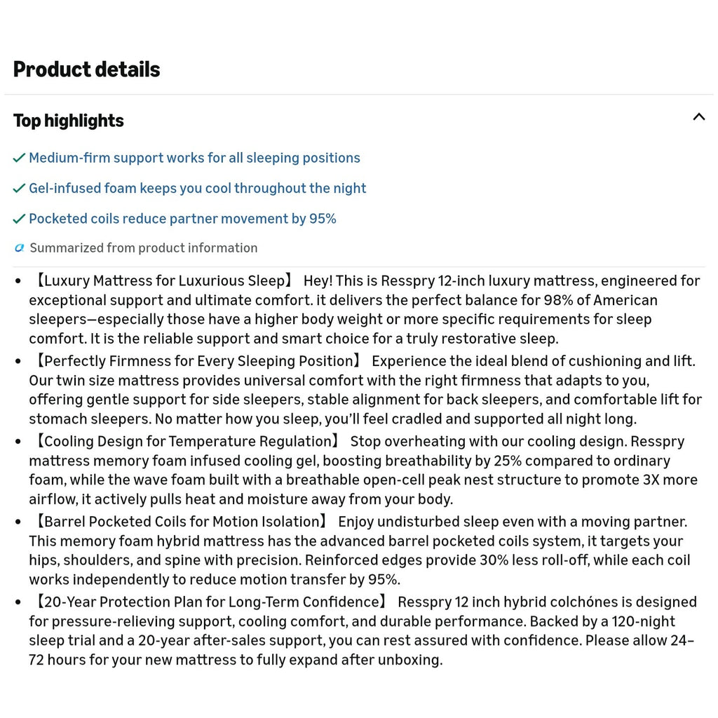 Twin Size Mattress, 12 Inch Gel Memory Foam Sprung Hybrid Mattress, Cooling and Pressure Relief