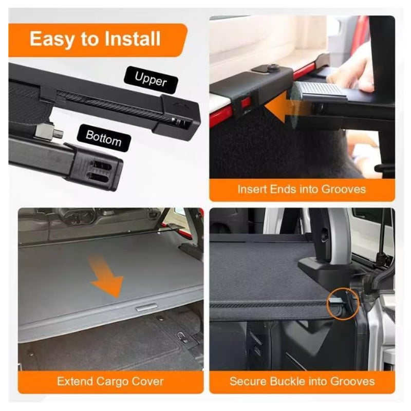 Cargo Cover for Wrangler JL JLU 4 Door/Hard Top 2018-2023